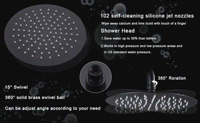 Wall Mounted with 10" Rainfall Shower Head and handheld shower faucet