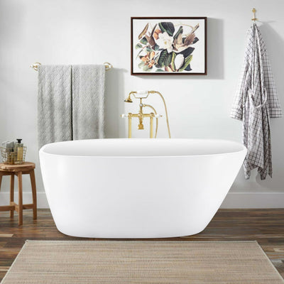 30-in W x 59-in L White Acrylic Freestanding Soaking Bathtub