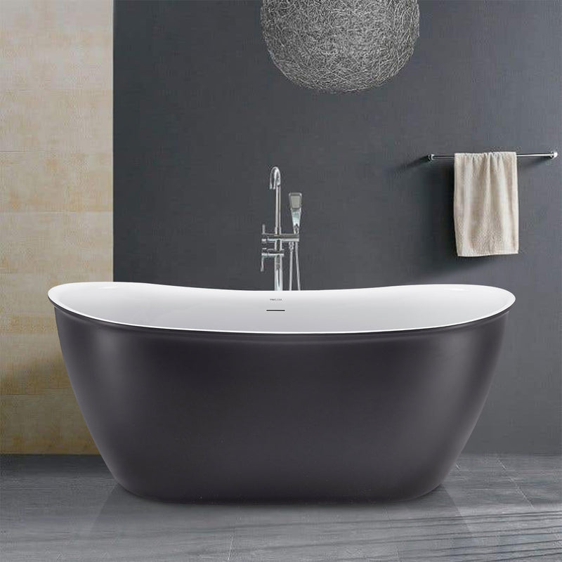 28-in W x 59-in L Gloss Acrylic Oval Freestanding Soaking Bathtub