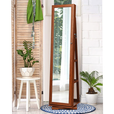 360¡ã Rotatable Armoire 2-in-1 Lockable Mirrored Jewelry Cabinet