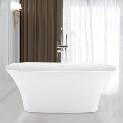 31-in W x 67-in L Gloss White Acrylic Freestanding Soaking Bathtub