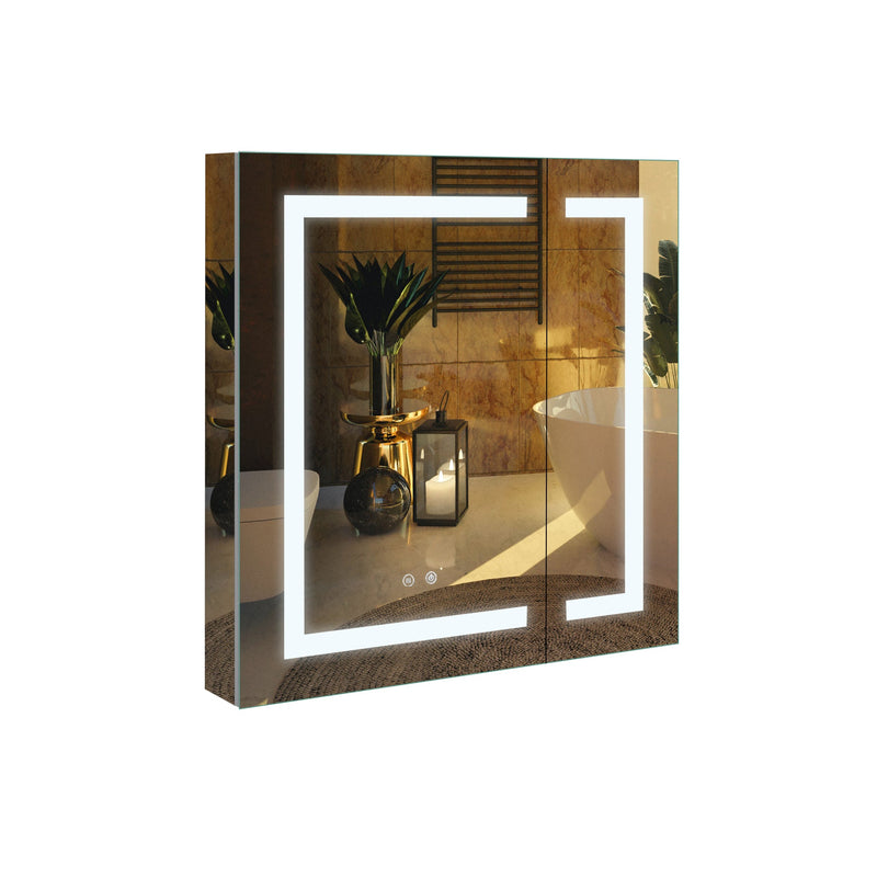 36-in x 30-in Lighted LED Surface/Recessed Mount Aluminum Mirrored Rectangle Medicine Cabinet with Outlet