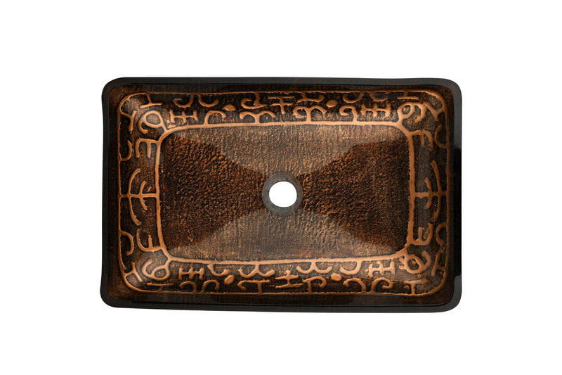 22.25in L -14.5in W -4.5in H Golden Handmade Glass Rectangle Vessel Bathroom Sink in Brown