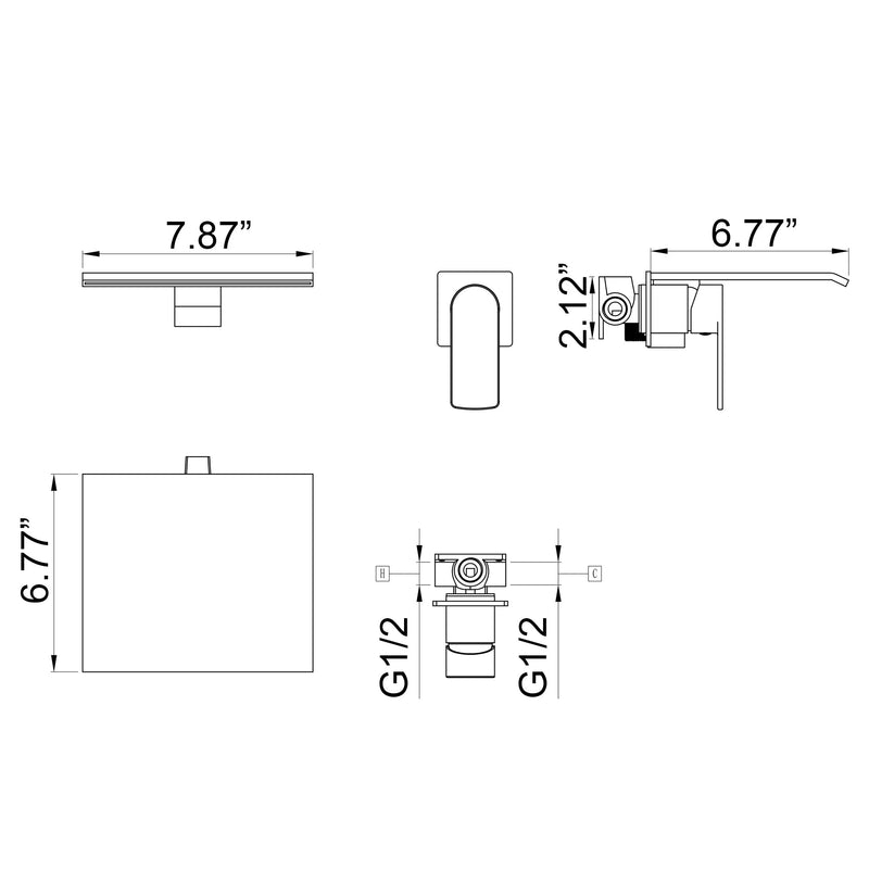 Waterfall Bathroom Lavatory Faucet Basin Mixer Tap With Shelf Black