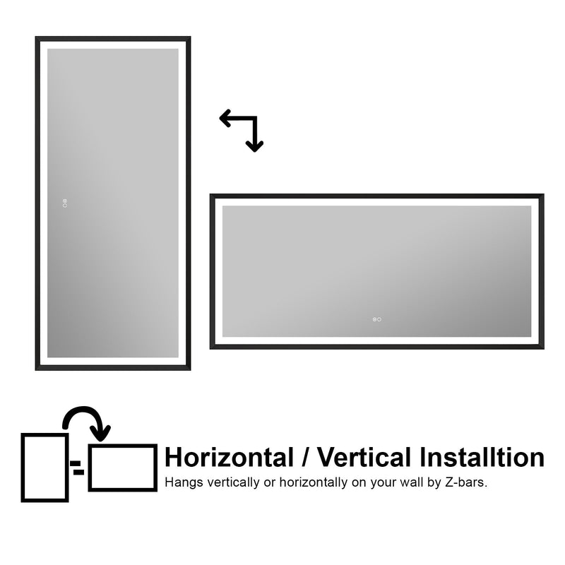 60 in. W x 28 in. H Aluminium Framed Front and Back LED Light Bathroom Vanity Mirror