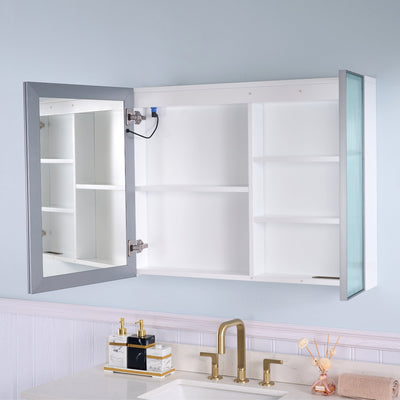 36 in. W x 28 in. H Rectangular Surface Mount LED Mirror Medicine Cabinet in White