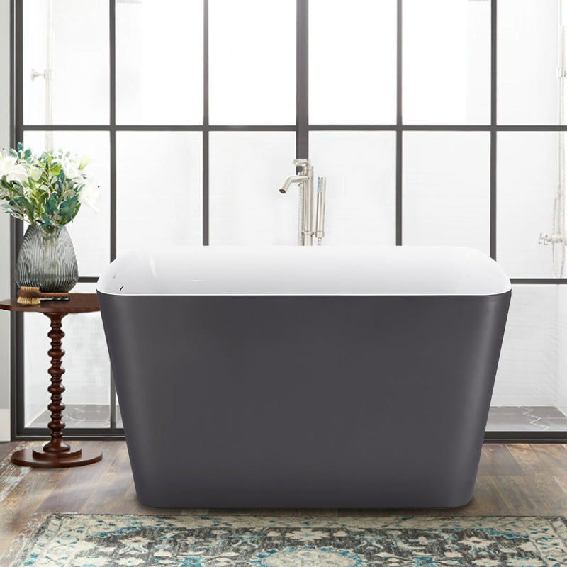 27-in W x 47-in L Gloss Acrylic Oval Freestanding Soaking Bathtub