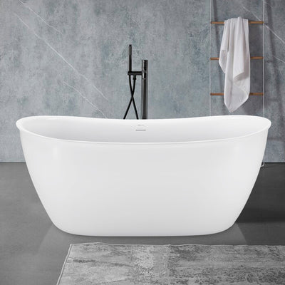 28-in W x 59-in L Gloss Acrylic Oval Freestanding Soaking Bathtub