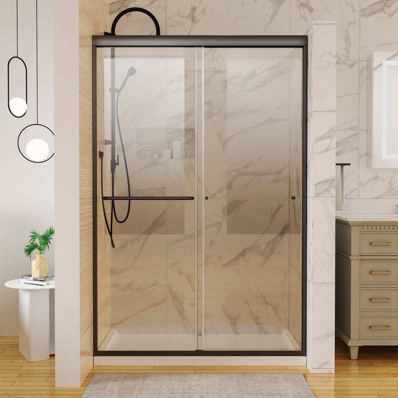 48 in. W x 72 in. H Sliding Framed Shower Door Finish with Clear Glass