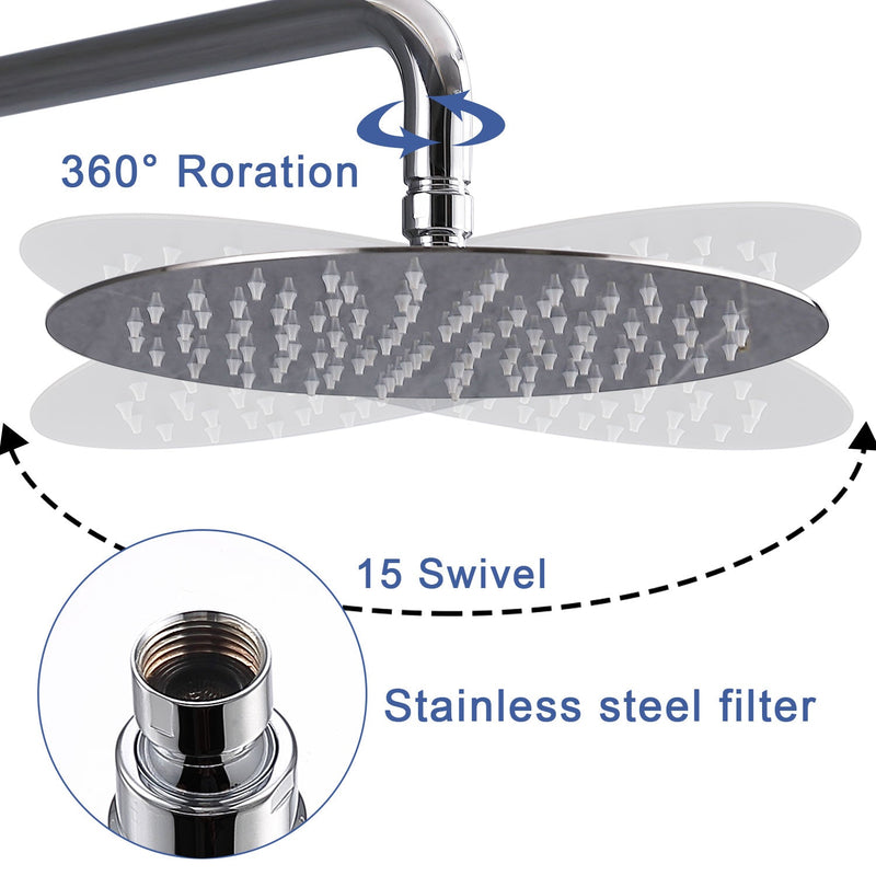 Wall Mounted with 10" Rainfall Shower Head and handheld shower faucet