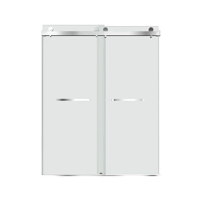 56 in to 60 in W x 76 in H. Trackless Double Sliding Shower Door