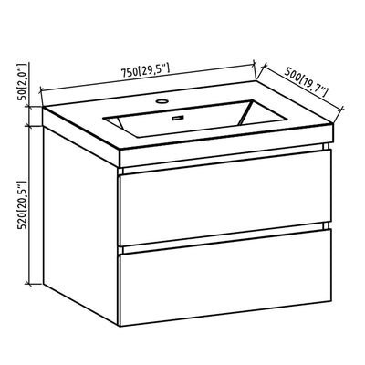 23.6 in. W x 18.9 in. D x 22.5 in. H Bath Vanity in White with White Vanity Top and Basin