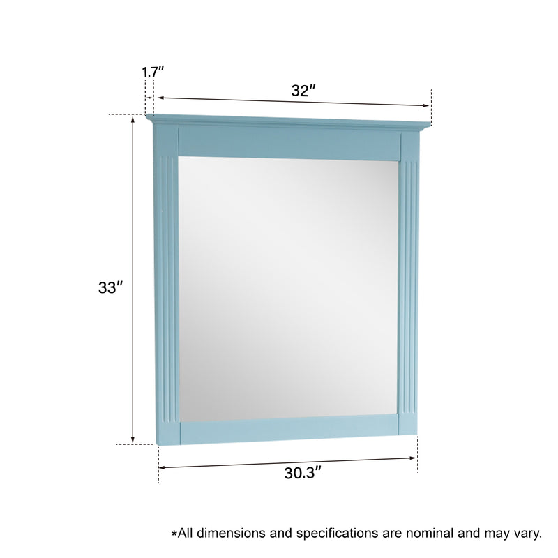 32 in. W x 33 in. H Rectangular Wood Framed Wall Bathroom Vanity Mirror