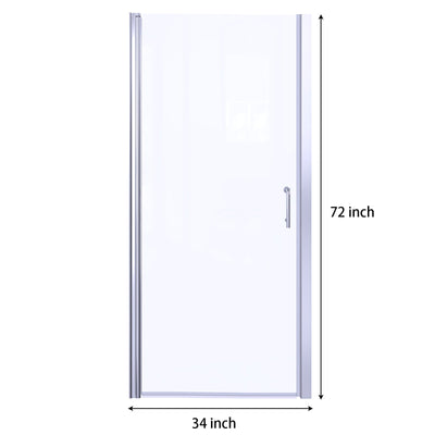 34-35 1/2inch W x 72inch H Hinged Pivot Semi-Frameless Shower Door in Chrome