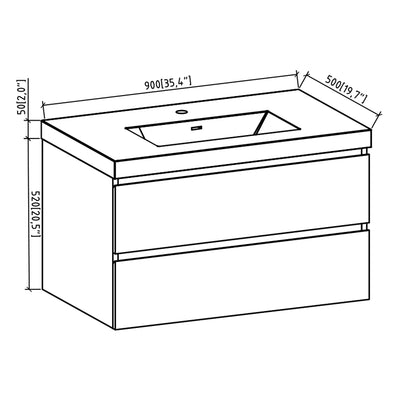 23.6 in. W x 18.9 in. D x 22.5 in. H Bath Vanity in White with White Vanity Top and Basin