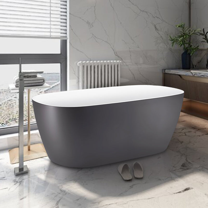 28-in W x 59-in L Gloss Acrylic Oval Freestanding Soaking Bathtub