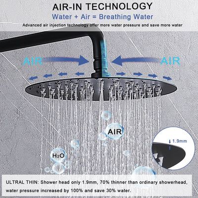 Wall Mounted with 10" Rainfall Shower Head and handheld shower faucet