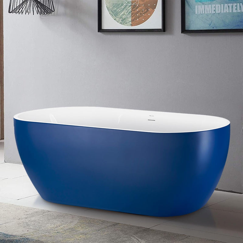 28-in W x 65-in L with Polished Chrome Trim Acrylic Oval Freestanding Soaking Bathtub