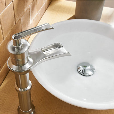 Single Handle Single Hole Bathroom Faucet High Spout Pop-Up Drain Included