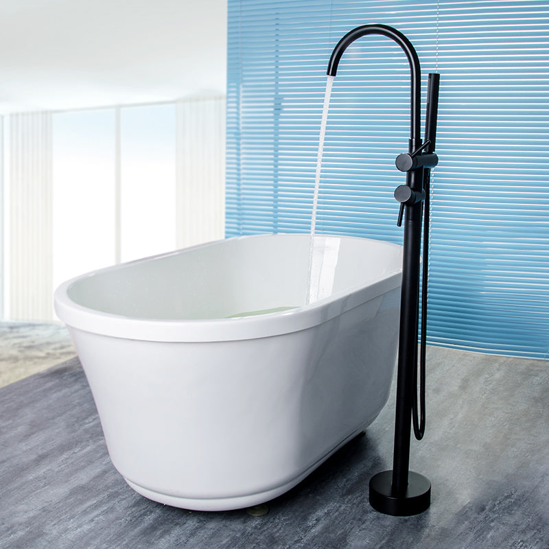 Free Standing Tub Faucet Floor Bathroom Shower in Matte Black