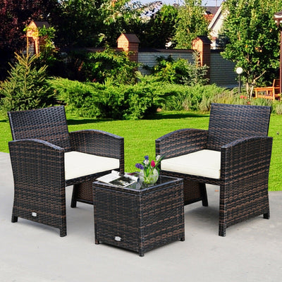 3 Pieces PE Rattan Wicker Furniture Set