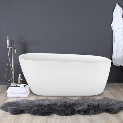 28-in W x 59-in L Gloss Acrylic Oval Freestanding Soaking Bathtub