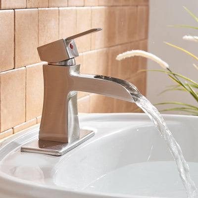 Single Handle Single Hole Bathroom Faucet Pop-Up Drain Included and Supply Line