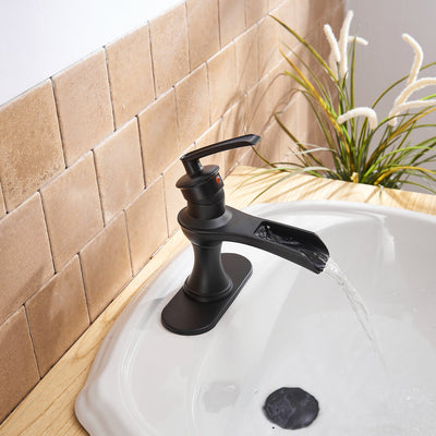 Single Handle Single Hole Bathroom Faucet Pop-Up Drain Included and Supply Lines