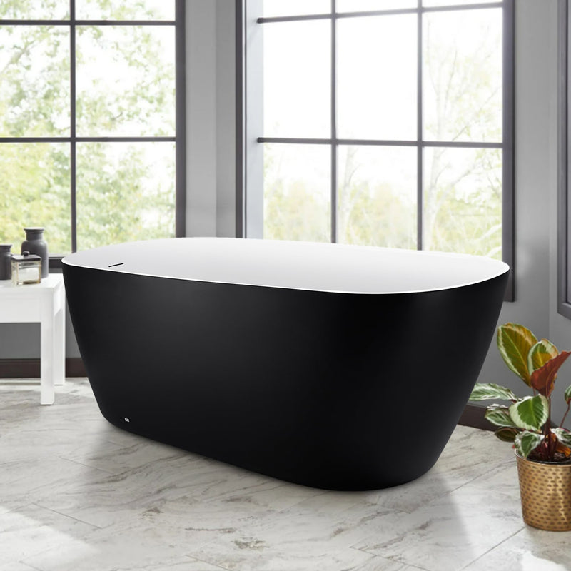 28-in W x 59-in L Gloss Acrylic Oval Freestanding Soaking Bathtub