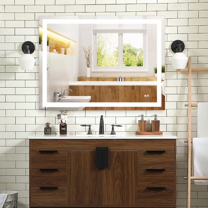 48 in. W x 36 in. H Frameless Rectangular LED Light Bathroom Mirror