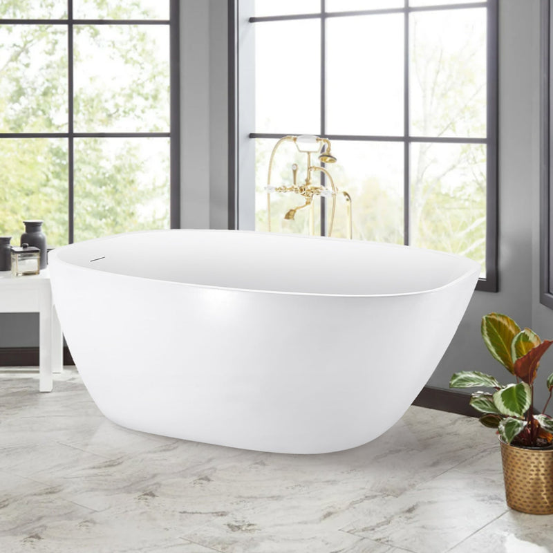 30-in W x 59-in L White Acrylic Freestanding Soaking Bathtub