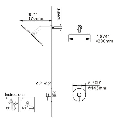 Matte Black Built-In Shower System With Rough-in Valve