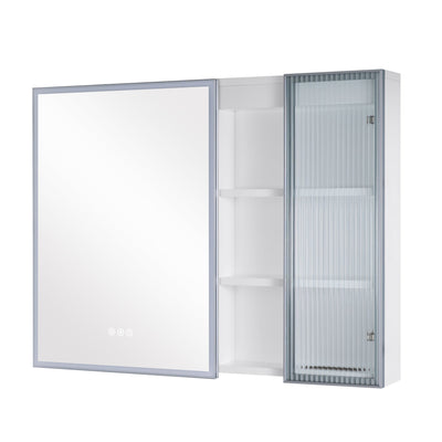 36 in. W x 28 in. H Rectangular Surface Mount LED Mirror Medicine Cabinet in White