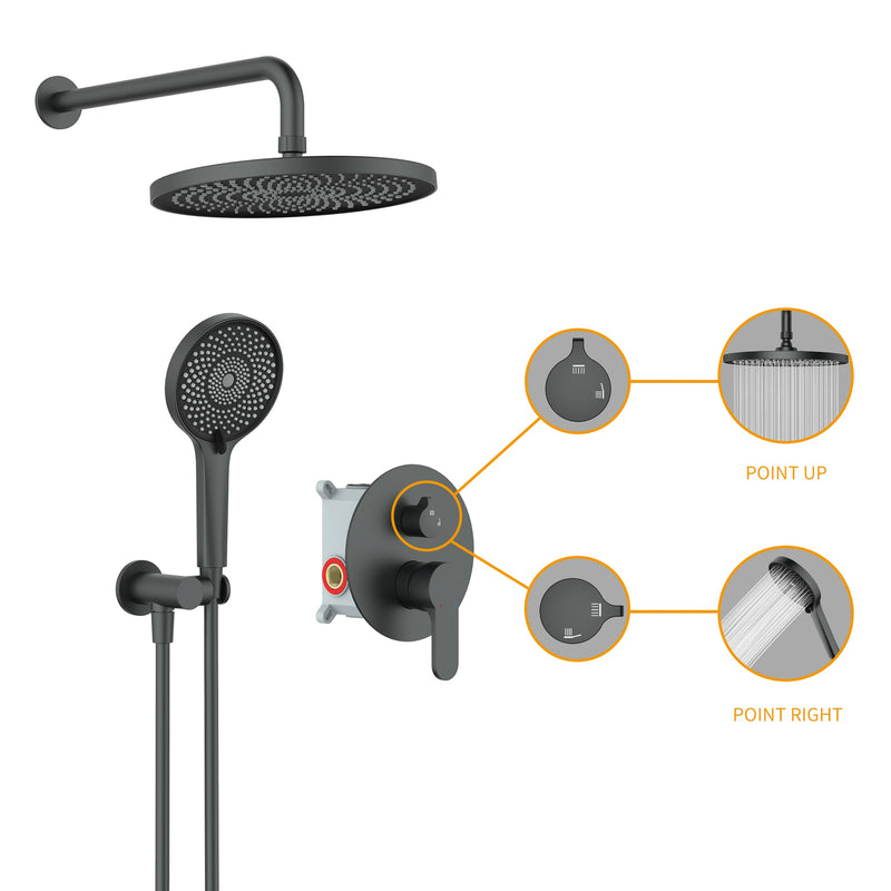 Wall-mounted round shower set with 6 spray patterns