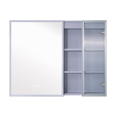 36 in. W x 28 in. H Rectangular Surface Mount LED Mirror Medicine Cabinet in Lavender