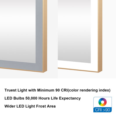 24 in. W x 32 in. H Aluminium Framed Rectangular LED Light Bathroom Vanity Mirror