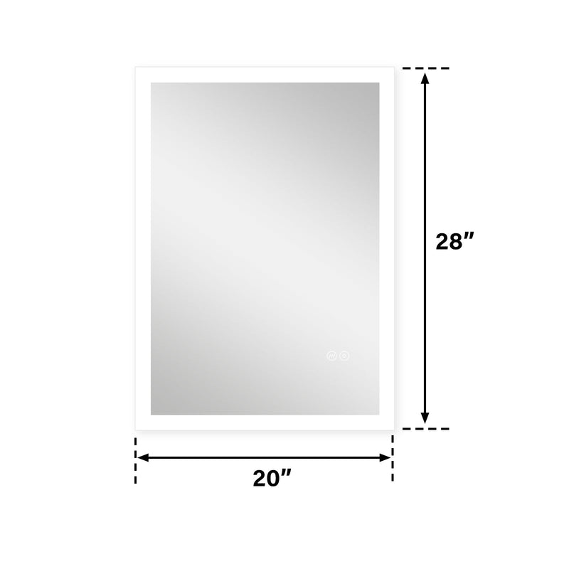 20-in W x 28-in H LED Lit Mirror Rectangular Fog Free Frameless Bathroom Vanity Mirror