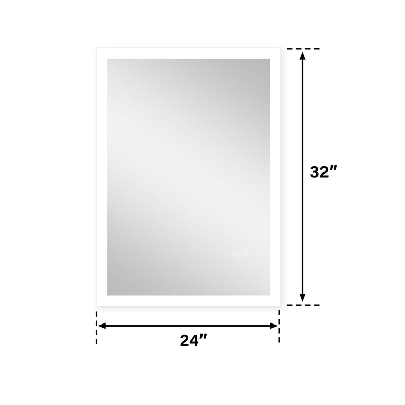 24-in W x 32-in H LED Lit Mirror Rectangular Fog Free Frameless Bathroom Vanity Mirror