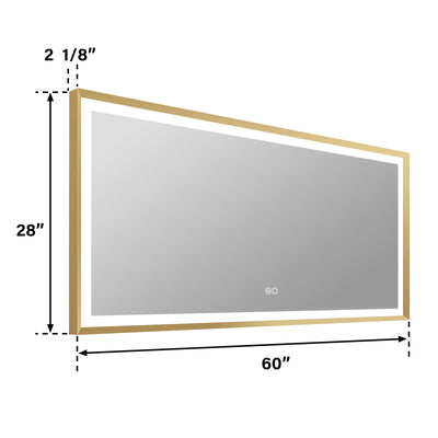 60 in. W x 28 in. H Aluminium Framed Front and Back LED Light Bathroom Vanity Mirror