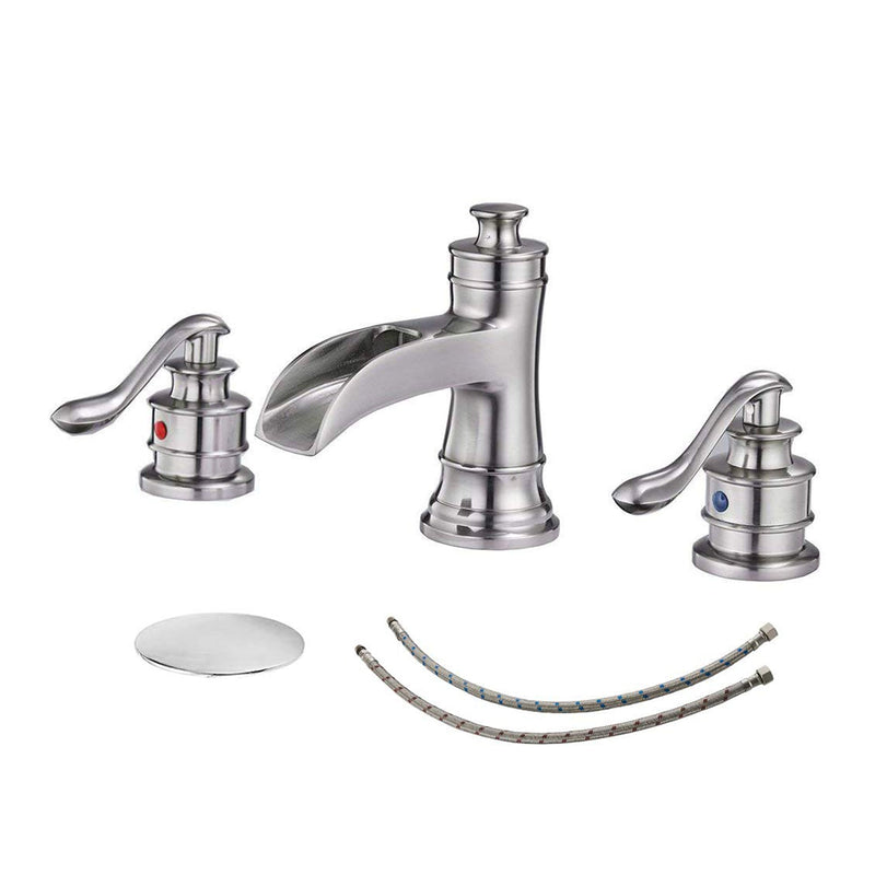 8 in. Widespread Double Handle Bathroom Faucet and Waterfall Shining