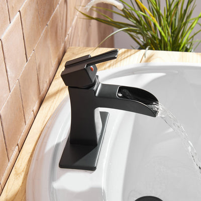 Single Hole Single-Handle Low-Arc Bathroom Faucet with Drain Assembly