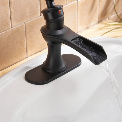 Single Handle Single Hole Bathroom Faucet Pop-Up Drain Included and Supply Lines