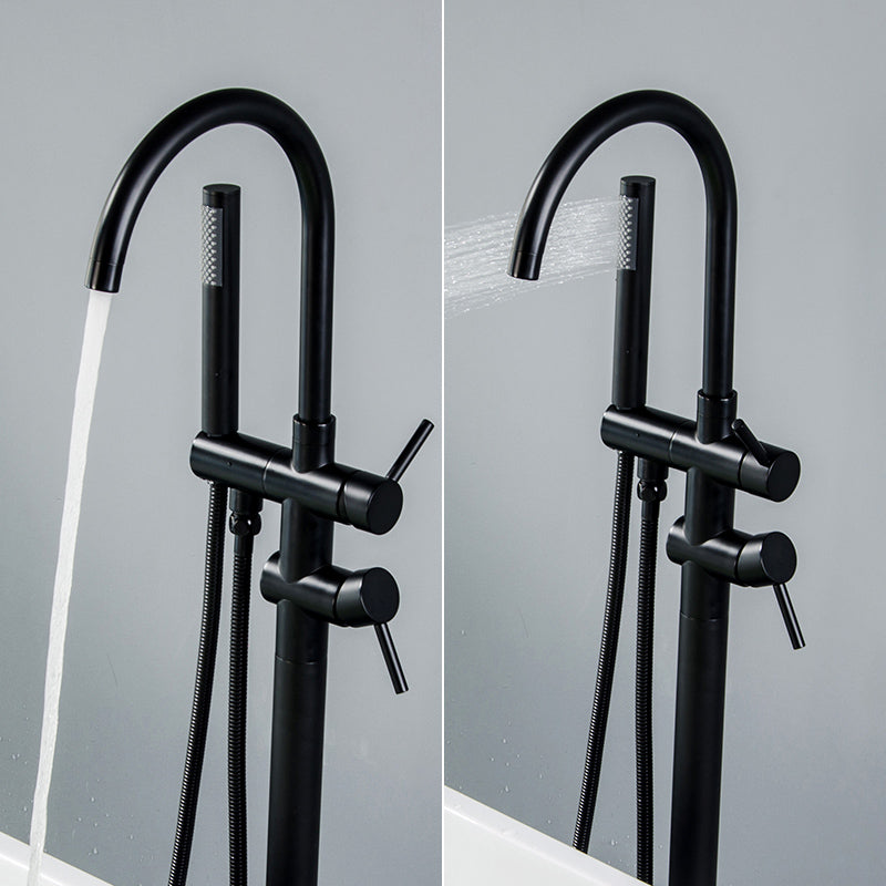 Free Standing Tub Faucet Floor Bathroom Shower in Matte Black