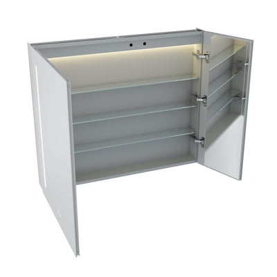 36-in x 30-in Lighted LED Surface/Recessed Mount Aluminum Mirrored Medicine Cabinet with Outlet