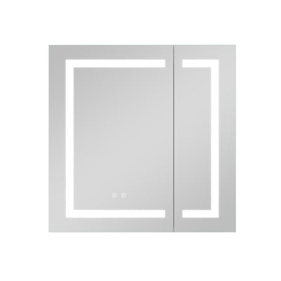 30-in x 30-in Lighted LED Surface/Recessed Mount Aluminum Mirrored Rectangle Medicine Cabinet with Outlet