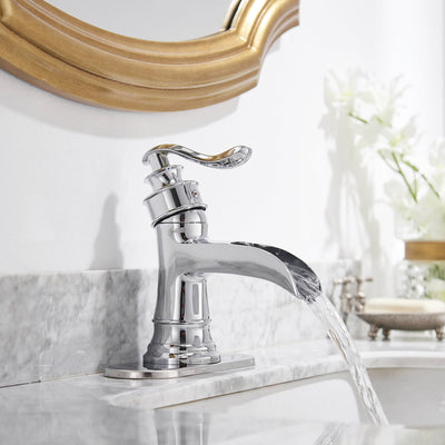 Single Hole Single-Handle Sleek Stylish Bathroom Faucet in Polished Chrome