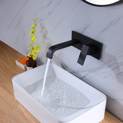 Single-Handle Wall Mounted Faucet with Cover Plate in Matte Black