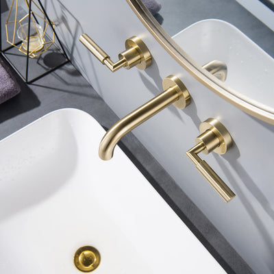 Wall Mounted Two Handles 3 Holes Best Bathroom Faucet