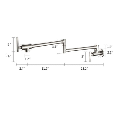 Brass Wall Mounted Pot Filler with Double Handle