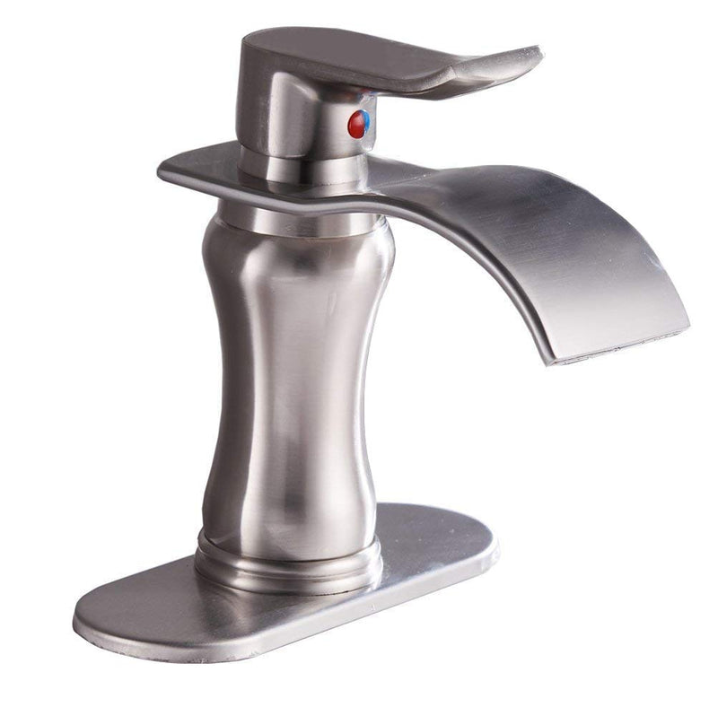 Single-Handle Bathroom Faucet with Deckplate Included and Supply Lines